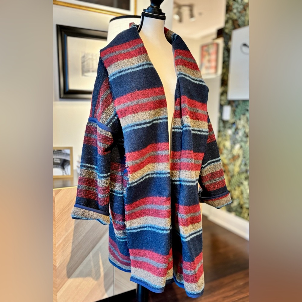🧵 HANDMADE (by me!) Open-Front Wool Blend Coat size L - Picture 4 of 13